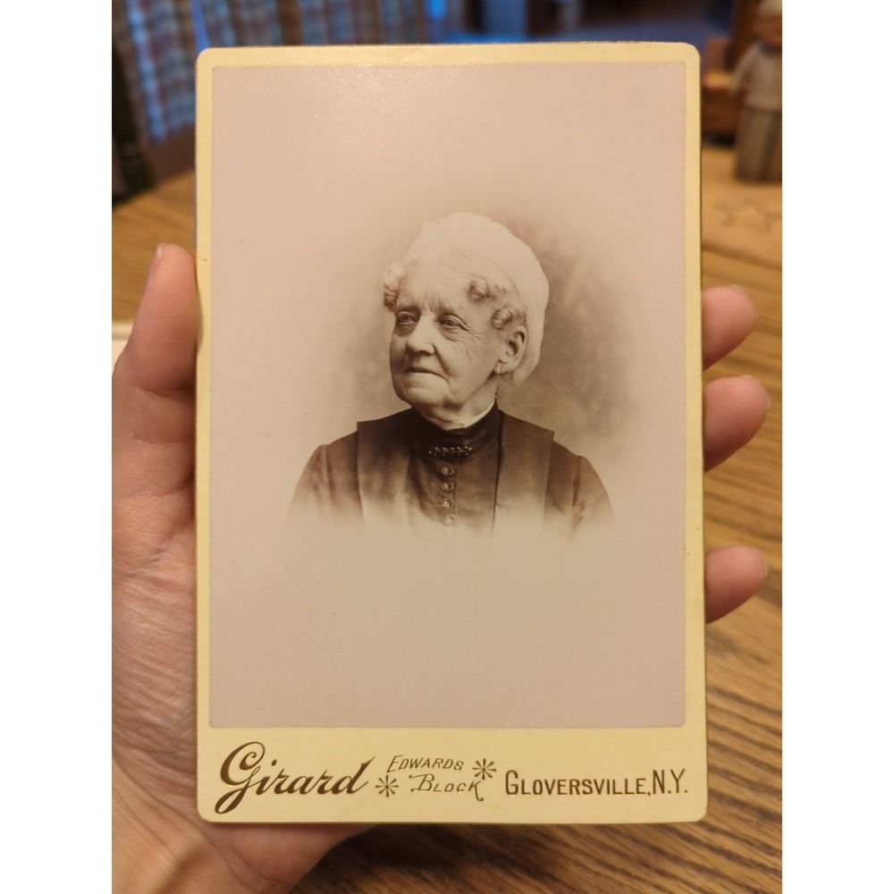 Antique Cabinet Card Lady Woman Photo Victorian Portrait Gloversville New York